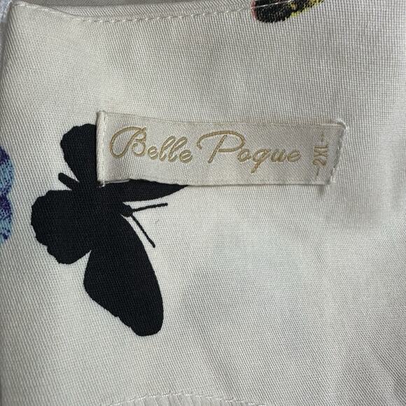 Bella Poque Dress 2XL Butterfly Floral Pockets A-line Cottagecore Rockabilly VTG - Picture 8 of 14